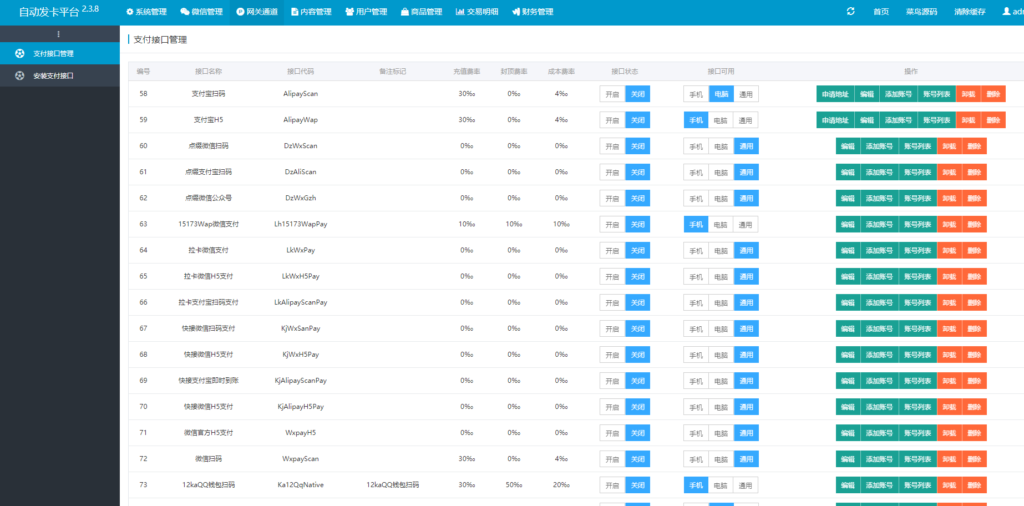 【自动发卡平台V2.38】Thinkphp5内核开发+企业级自动发卡平台+一站式寄售卡系统+多支付通道+响应式界面